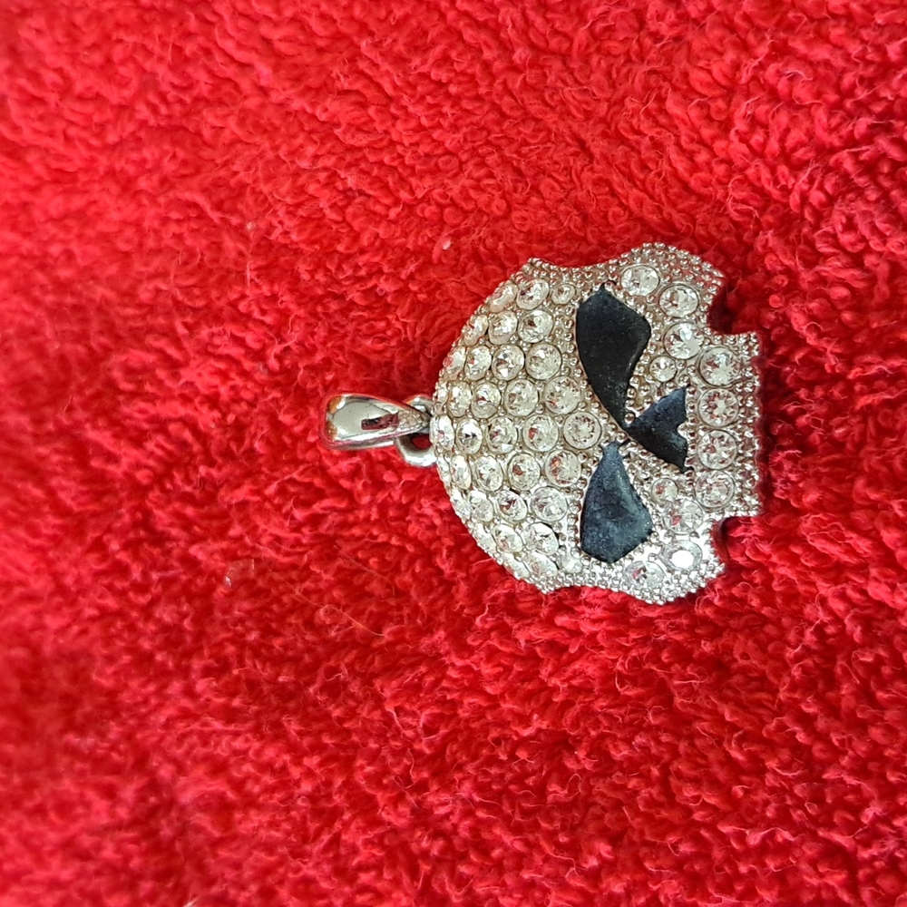 Harley Davidson women's rhinestone logo pendant, stainless steel
